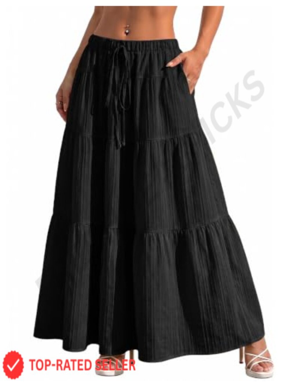 Flowy Maxi Skirt A-Line Ruffle Skirt Boho Long Skirt